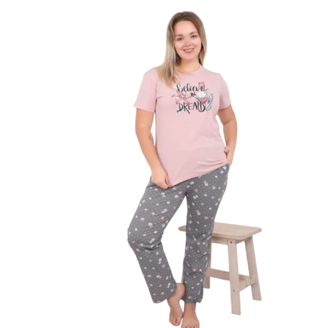 بيجامه حريمي نصف كم قطن - قطعتين - 307