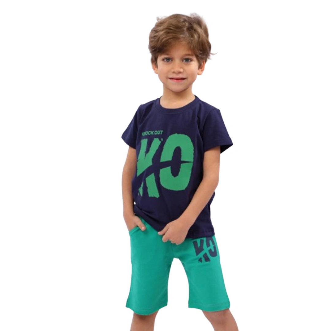 بيجامه اولادي صيفي قطن - 2 قطعة 140