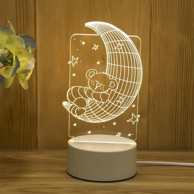 مصباح LED ثلاثي الأبعاد شكل قمر