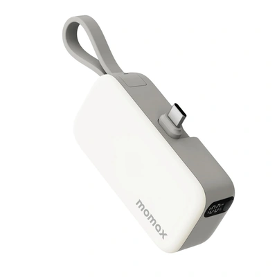 باور بانك Power Mini سعة 5000mAh مع موصل USB-C قابل للطي - أبيض