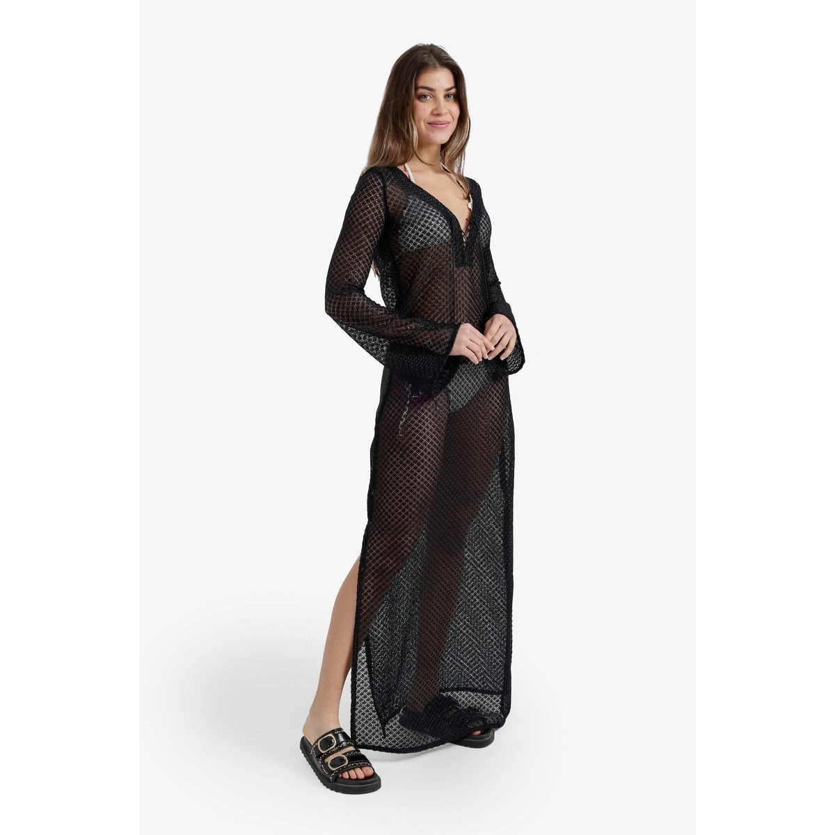 فستان شاطئ طويل بنقشة مفرغة من كارينا 58710