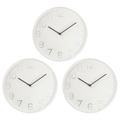 ساعات حائط مكتبية من تروما ايكيا 25 سم - 3 قطع - أبيض-عاجي