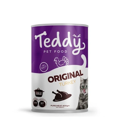 طعام قطط تيدي للحيوانات الأليفة ديك رومي - 400 جرام