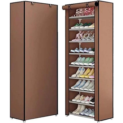 رف منظم لخزانة الاحذية مكون من 9 طبقات - بني