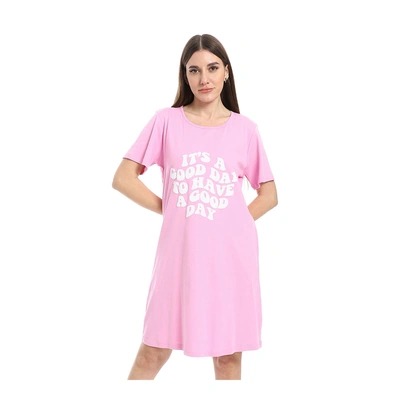 قميص نوم بأكمام قصيرة - بينك h09