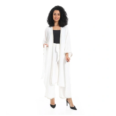 سوت كيمونو حريمي مخطط - أوف وايت s21101