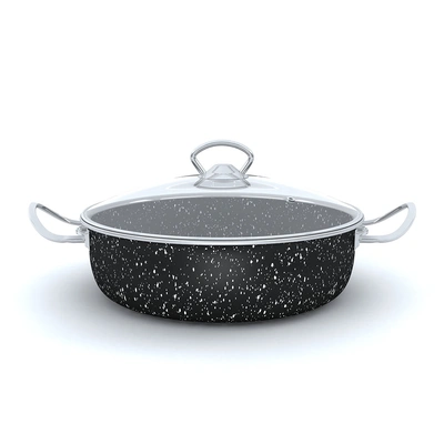 مقلاة جرانيت لابيس بغطاء زجاجي - 26 سم - أسود - 2 قطعة