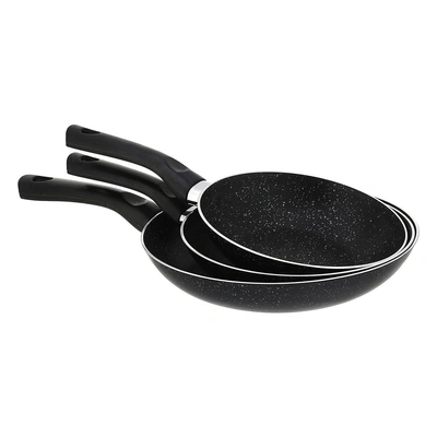 طقم أواني جرانيت لازورد - 3 قطع - مقاس 18، 22، 26 سم - أسود