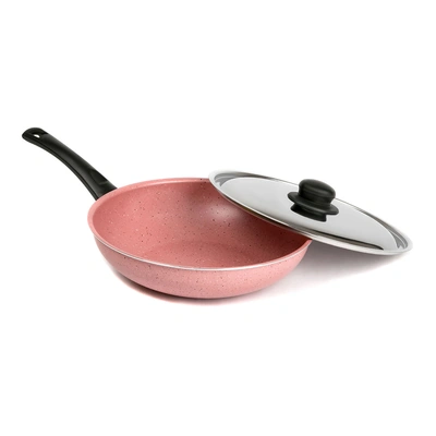 مقلاة لازورد جرانيت عميقة بغطاء ستانلس - 28 سم - كاشمير