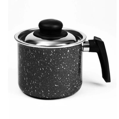 لبانة جرانيت لازورد بغطاء ستانلس - 14 سم - أسود