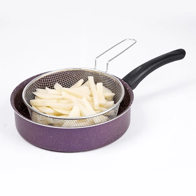 مقلاة جرانيت لازورد مع سلة قلي - 24 سم - بنفسجي