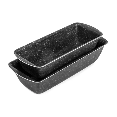 قوالب كيك مستطيلة جرانيت من لازورد - مقاس 25 - 30 سم - أسود - 2 قطعة