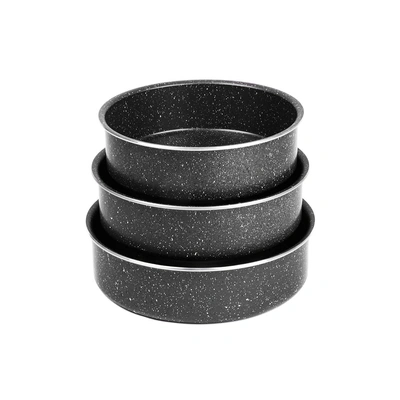 صواني فرن جرانيت برو من لازورد - 3 قطع - مقاس 24، 26، 28 سم - أسود