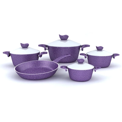 طقم حلل جرانيت برو من لازورد - 9 قطع - بنفسجي