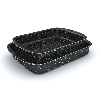 طاجن فرن مستطيل من لازورد جرانيت بلس - أسود - 2 قطعة