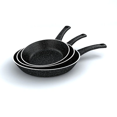 حلل جرانيت برو من لازورد - 3 قطع - مقاس 20، 24، 28 سم - أسود