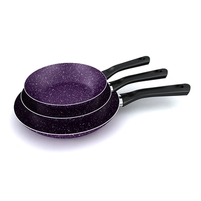 حلل جرانيت لازورد - مقاس 18، 20، 24 سم - بنفسجي - 3 قطع