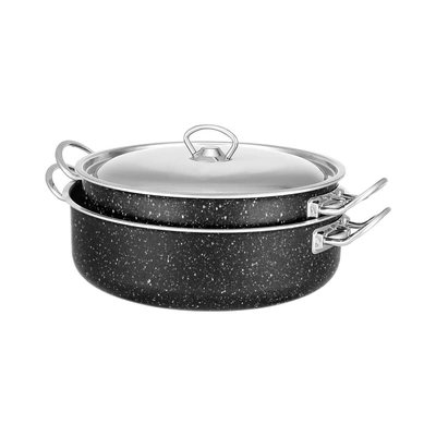 مقلاة جرانيت برو من لازورد - 4 قطع - مقاس 26 ، 28 سم - أسود