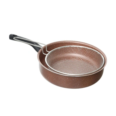 مقلاة جرانيت لازورد مع سلة قلي - 24 سم - نحاسي