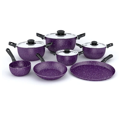 طقم حلل جرانيت لازورد - 11 قطعة - موف