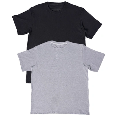 تيشيرت رجالي ليكرا من فاشون سكوير - 2 قطعة - رمادي*أسود