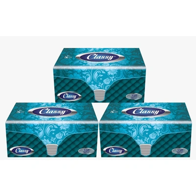 كلاسي مناديل سحب - 550 منديل - 3 قطع