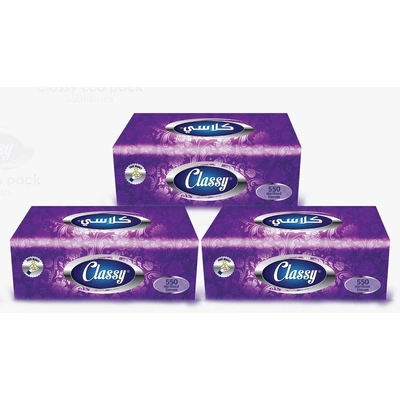 كلاسي مناديل ايكو اقتصادى - 550 منديل - 3 قطع