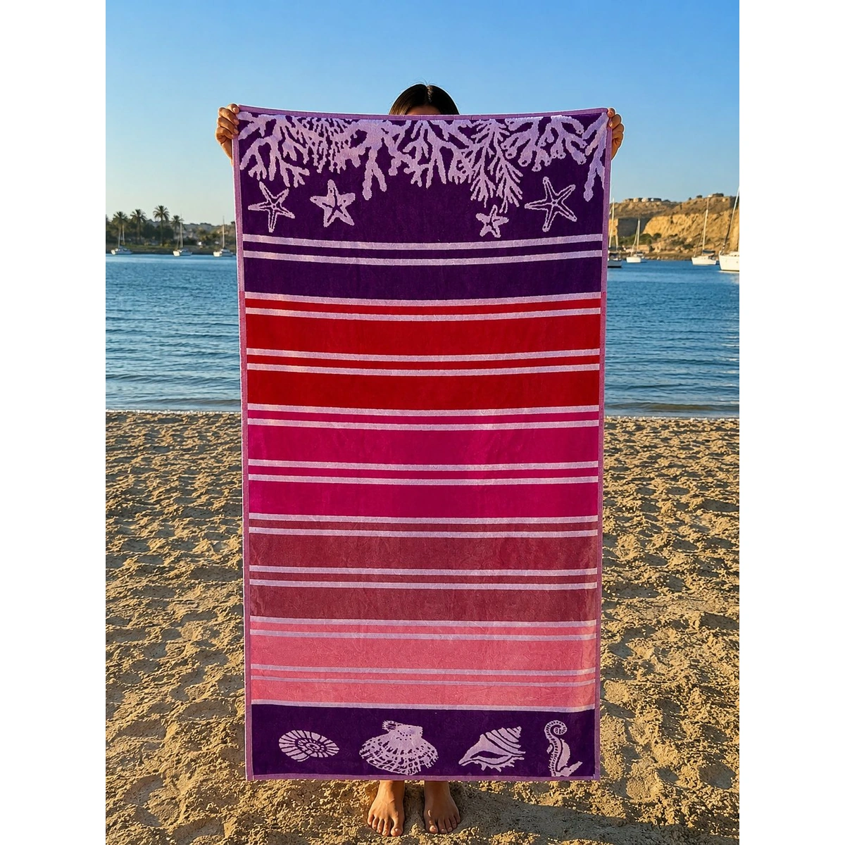 Yarlin Official Store 100% Cotton Beach Towel Sea Stars 1 (90x165 cm)
