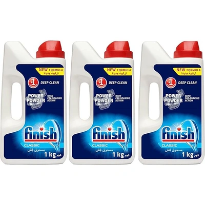 فينيش مسحوق غسيل لغسالات الاطباق - عادي - 1 كجم - 2+1 قطعة