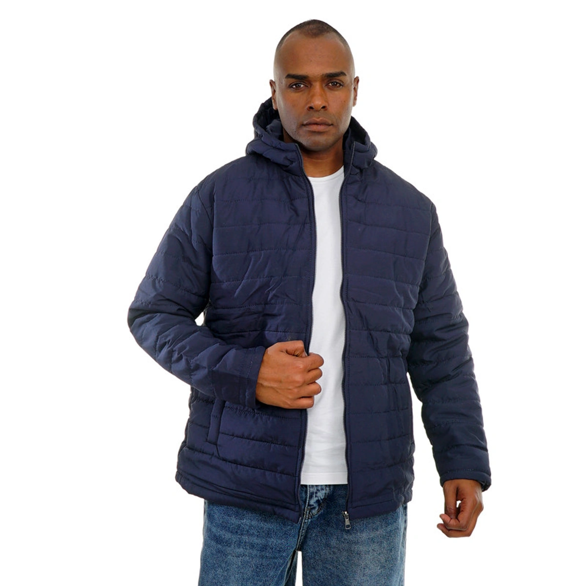 جاكيت منفوخ مبطن بغطاء رأس رجالي -كحلي - 109030115