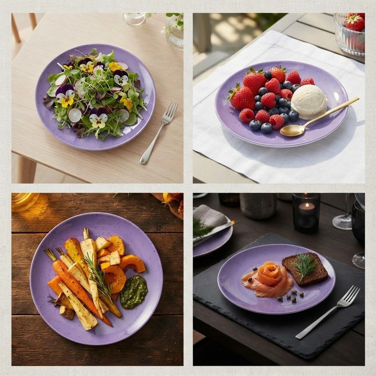 Purple Dotted Plastic Plate - Microwave & Dishwasher Safe