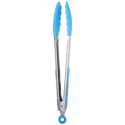 ملقط مطبخ سيليكون من تايجر بمقبض استانلس ستيل - أزرق وفضي