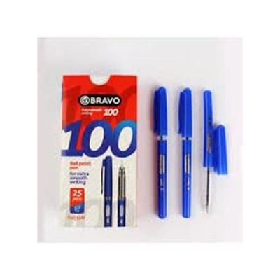 علبة أقلام جاف برافو أزرق بسن رفيع 0.7 مم - 25 قلم