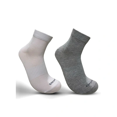 باك 2 قطعة شراب رجالي هاف سوكيت -  ابيض/رمادي