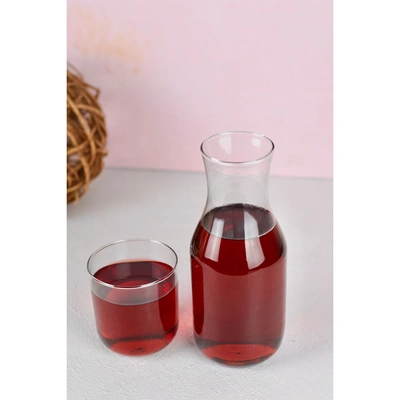 زجاجة اسطنبول مضلعة بغطاء + كوب - شفافة - 840 مل