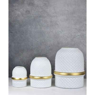 طقم فازات ليفيا الزجاجي - 3 قطع أبيض - 24*20 / 18*15 / 12*10