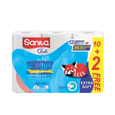 سانيتا كلوب ورق تواليت - 250 منديل - 10+2 ميجا رول