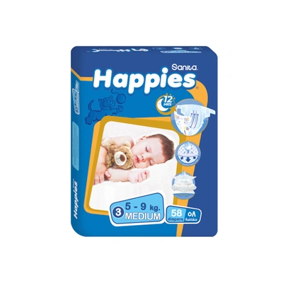 هابيز حفاضات اطفال وسط - مقاس 3 - 58 حفاضة