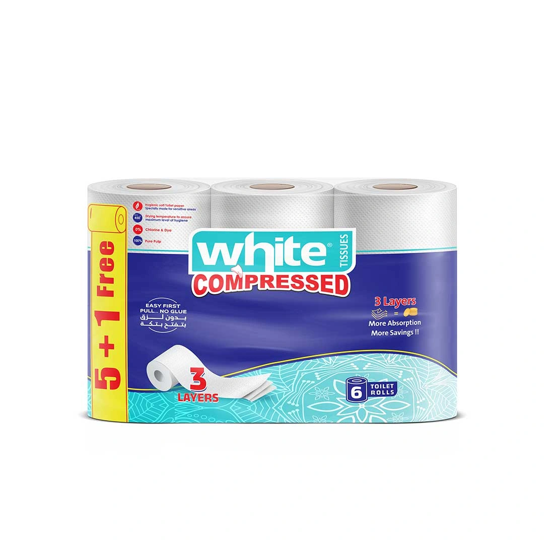 وايت ورق تواليت مضغوط - 6 بكرة