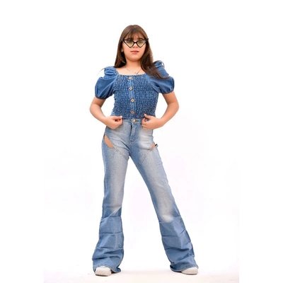 بنطلون جينز بناتي - أزرق - 42903