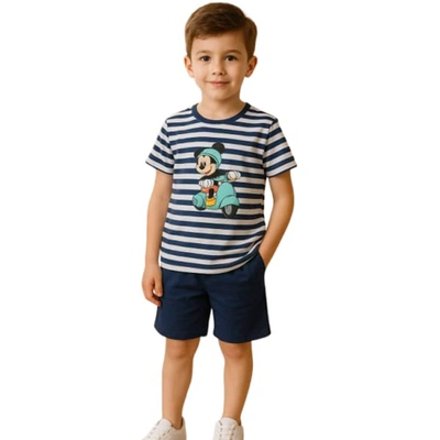 طقم تيشيرت وشورت ولادي - Tg 405