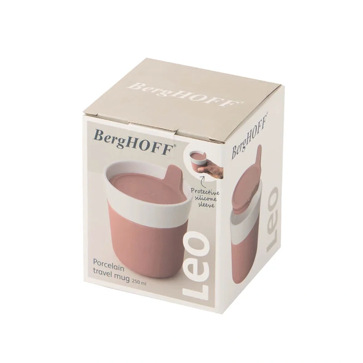بيرغوف مج سفر بورسلين - 250 مل - وردي / أبيض