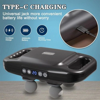 مسدس مساج و تدليك لاسلكي/قابل لإعادة الشحن- 4 رؤوس- 6 أوضاع - أسود ZX-1688