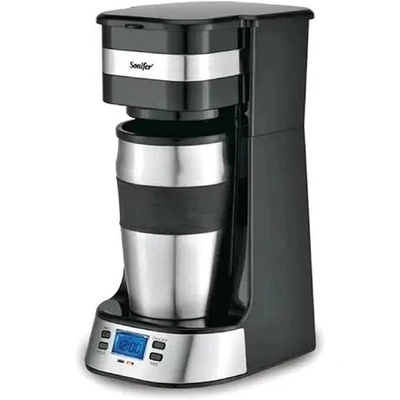 ماكينة صنع القهوة بفلتر وتايمر وكوب سفر سونفير - SF-3566