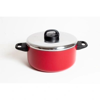 حلة طبخ تيفلون بغطاء ستانليس - 24 سم - أحمر