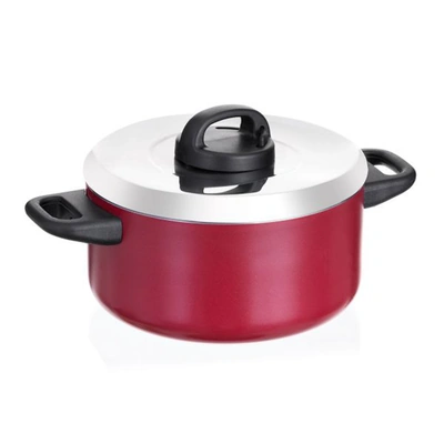 حلة طبخ تيفلون بغطاء ستانليس - 26 سم - أحمر