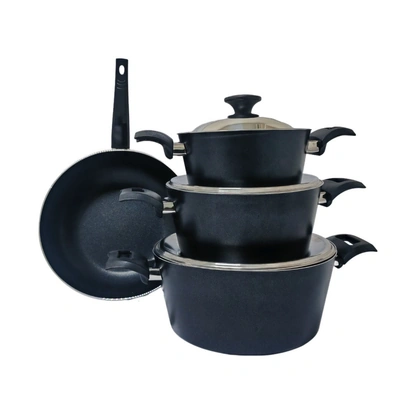 طقم أواني طهي تيتانيوم من أيوان - 7 قطع - أسود