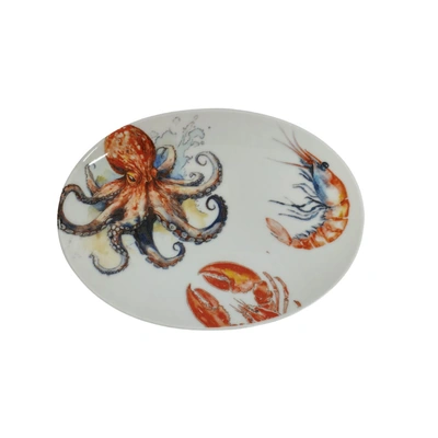 طبق بورسلين للتقديم بنقش ديجيتال - 24 سم - أخطبوط