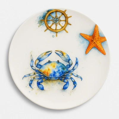 طبق بورسلين مطبوع من ديليشيا - تصميم كابوريا - 27 سم