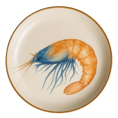 طبق بورسلين ذهبي مطبوع من ديليشيا - تصميم جمبري - 27 سم